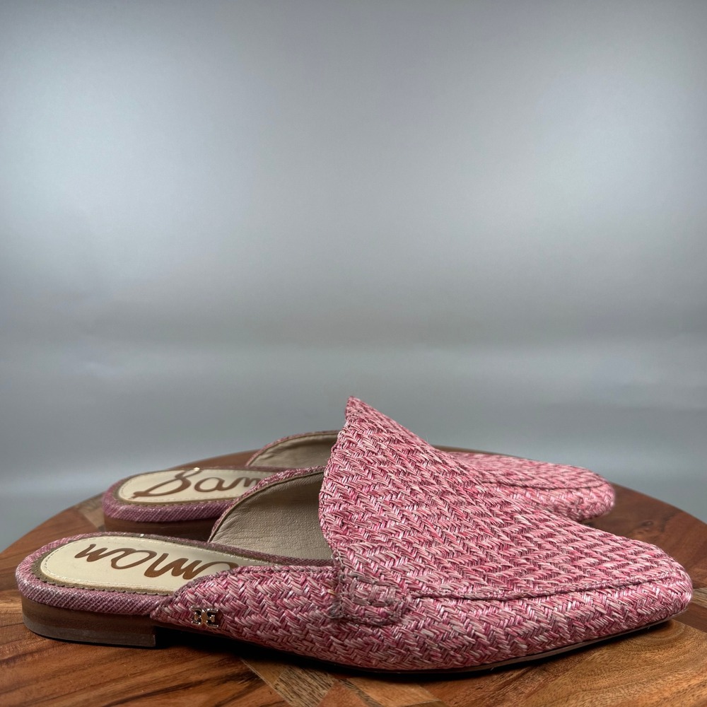 Sam Edelman Eiko Pink Woven Fabric Pointed Toe Mules Flats Womens Size 7M